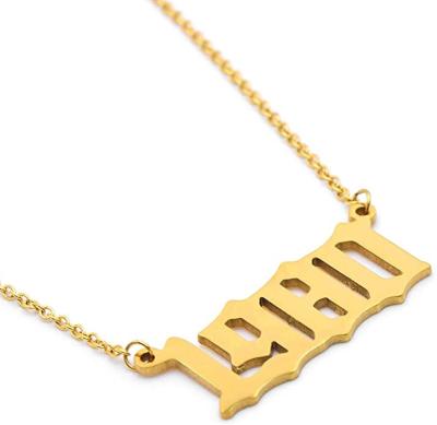 China Fashion Birth Year Necklace For Women, 18K Gold Plated English Year Number Birth Year Pendant Necklace Jewelry Gifts For Women Christmas Gift for sale