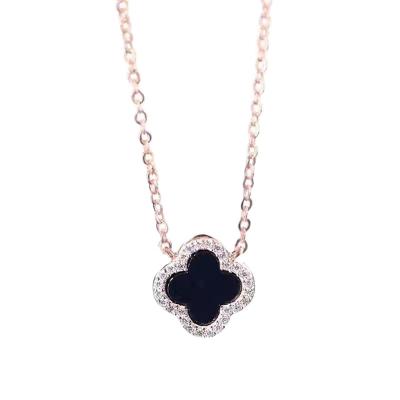 China Other INS Style Hot Selling Four Leaf Clover Pendant Necklace 18K Rose Gold Clavicle Pendant Indelible Chain For Women for sale