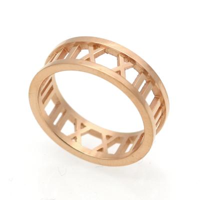 China New Arrival Fashionable Punk Roman Number Simple Design Fashionable Stainless Steel Rings Korean Women for sale