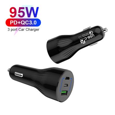 China High Quality Cell Phone Products 3 Left Type C PD QC 3.0 USB Car Charger For Mobile Phone for sale