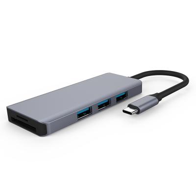 China Laptop 6 Ports USB-C Hub SD/TF Hub Android HD-MI Docking Station Usb Type-C With Card Reader for sale