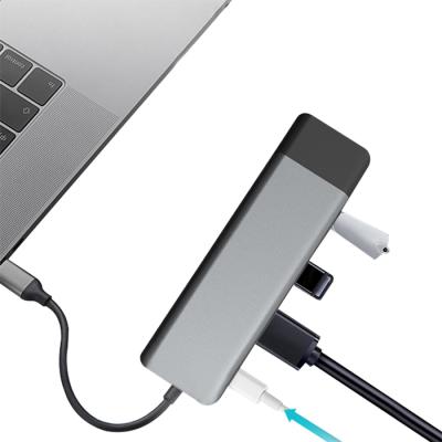 China Laptop 5 in 1 USB3.1 USB-C USB C HUB 4K HD-MI USB3.0 RJ45 PD Charger Type C Hub for Macbook for sale