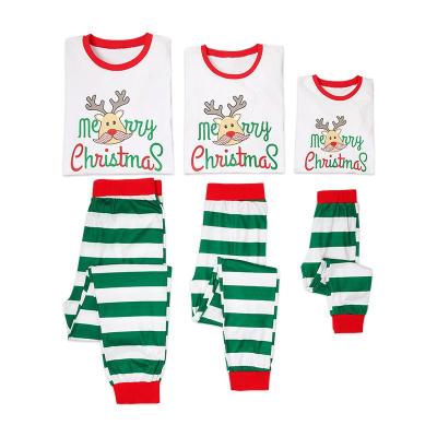 China 2021 New Design Christmas Family Pajamas Deer Christmas Print QUICK DRY Mommy and Me Pajamas Stripe Christmas Pajamas Sets for sale