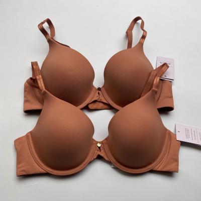 China Amazon QUICK DRY Woman Plus Size Bra Brown Gather Dual Density Smooth Cup Women Set Push Up Big Bra Size Cup Bra Big Mm for sale