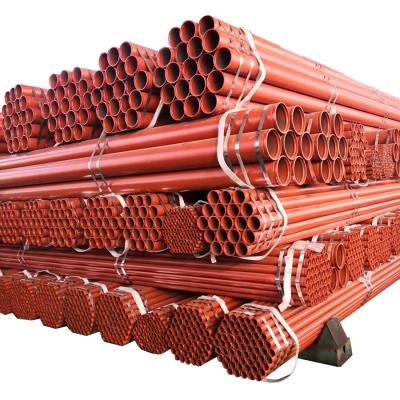 China Ms erw fire hose liquid hose ends sch10 and sch40 red painted fluted steel tube for fire fighting for sale