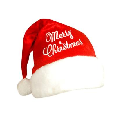 China Unisex Custom Christmas Hat Embroidery Felt Christmas Hat for Men and Women's Red Plush Christmas Hat for sale