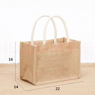 China Factory Waterproof Custom Logo Natural Jute Shopping Bag For Travel With Cotton Handle for sale