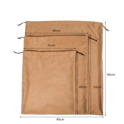 China Wholesale Fashionable Custom Logo Multi-size Velvet Drawstring Bag Brown Color Bag with Logo Printing for Cell Phone Storage Bag for sale