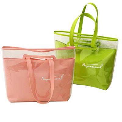 China Waterproof PVC Bag Plastic Packaging Handbag Fashion Shopping Gift Transparent Bag Cosmetic Packaging Bag Customization for sale