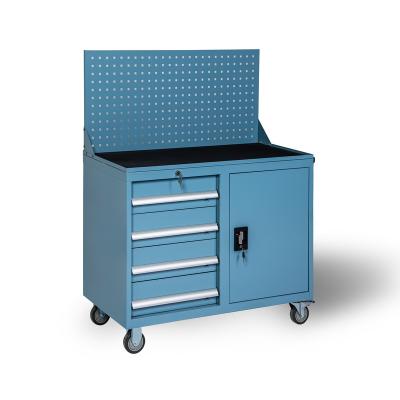 China Hanyu Design High Quality Industrial Long Term Storage Solution Combination Tool Cabinet with Wheels and Heavy Duty Workebnch Back Panel with Locks for sale