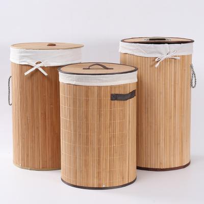 China China Foldable Bamboo Laundry Hamper Basket With Lid for sale