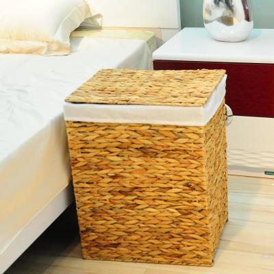 China Eco-friendly Water Recyclable Hyacinth Laundry Basket Hamper for sale