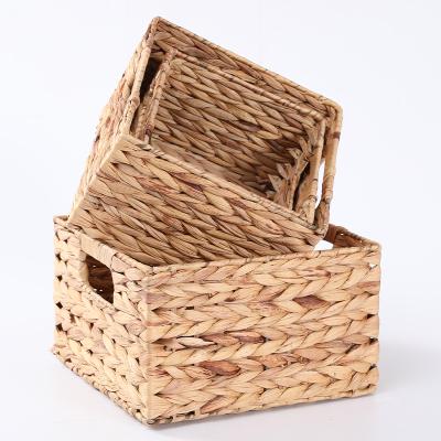 China Best Selling Hand Woven Cube Water Sustainable Hyacinth Storage Basket for sale