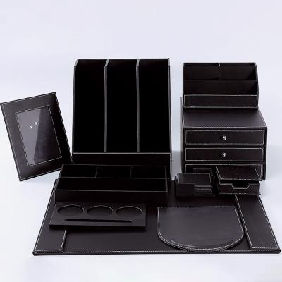 China Good Price Viable Organizer Top Quality For PU Leather Gift Office Desk Leather Wood Set for sale