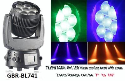 China A cabeça movente conduzida da lavagem ilumina 7pcs 15w com o controlador inteligente da iluminação dmx512 à venda