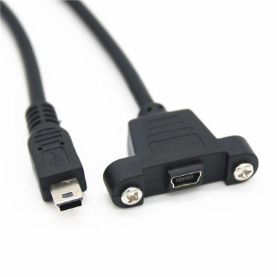 China Other Wholesale Mini USB 5Pin Male To Female Panel Mount Extension USB 2.0 Cable With Screw for sale