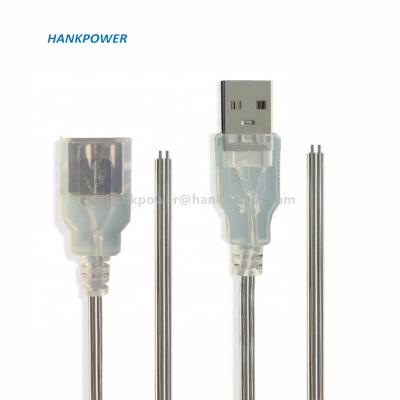 China Customized Transparent USB Led Multifunction Lamp Power Cable USB Male / Female To Bare End Power Supply Extension Cable For Neon Lamp for sale