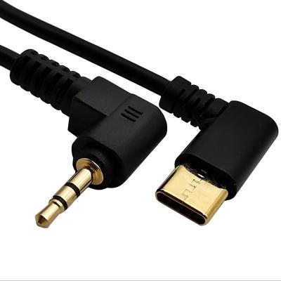 China Car gold plated 90 degree type C usb to aux audio cable. car audio portable dc 3.5MM jack for sale