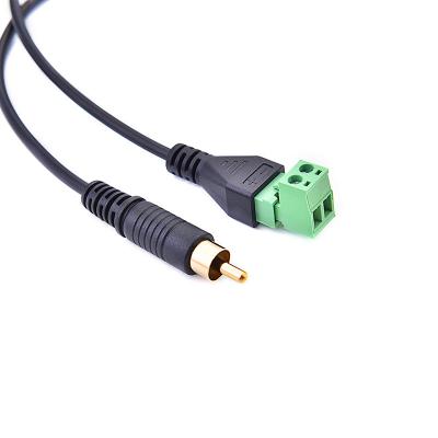 China Other Gold Plated RCA Male To Green Terminal Plugged 2Pin Connector RCA Audio Video Speaker Cable for sale