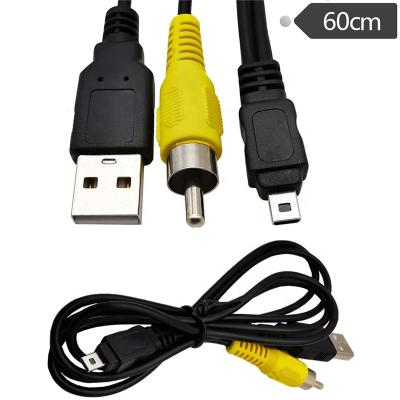 China Wholesale Camera Digital Camera USB DATA Cable AV 5 Pin Cable USB AM To 5Pin+RCA Cable for sale