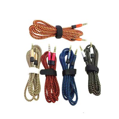 China Speaker nylon braided buck aux. 3.5mm Car Stereo Extension Cord 3.5mm Jack to Male Audio Cable 3m for sale