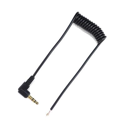 China Angle 3.5mm Jack To Bare End Audio Extension Cable Spring 3.5 Male Speaker 90 Degree To Aux Cable. open end for sale