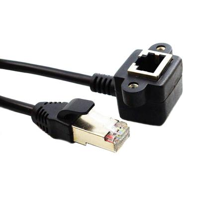 China Wholesale Up Angled Cat 6 Cat 5 RJ45 Male To Female Ethernet Network Extension Cable With Screw Hole CF-111207 for sale