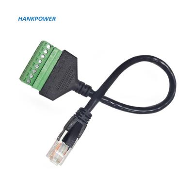 China Network Data Signal Transmission Customize Available RJ45 Male Plug To 8 Pin Screw Terminal Block Connector Adapter Cable For CCTV Digital DVR for sale