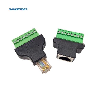 China Ethernet Network Adapter Ethernet RJ45 Female To Screw Terminal 8 Pin For CCTV DVR Adapter Connector for sale