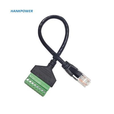 China RJ45 8pin network data signal transmission network extension cable to green 8pin screw terminal adapter Ethernet cable for sale