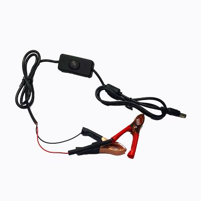 China Customized DC Aerial 5.5*2.1MM to Red Black Clip with 303 Switch Power Cable Battery Clip for LCD TV Fan for sale