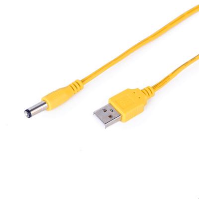 China Wholesale Aerial Yellow USB to DC 5.5*2.1MM Male Plug Power Cable 1M DC Power Charging Cable For Speaker Mini USB Fan for sale