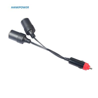 China China-chic New Car 12/24V Cigarette Lighter Male To Female 2 Cigarette Lighter Plug Splitter Cable Adapter for sale