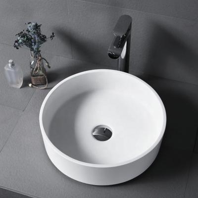 China Matte Glossy Round Shape Solid Wash Basin Countertop Easy Clean Outdoor Acrylic Artificial Stone Wash Basin for sale