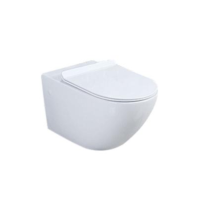 China Automatic Operation Foshan Modern Ceramic Sanitary Ware Rimless Wall Hung WC Toilet for sale