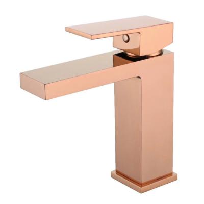 China Custom Metered Faucets OEM Manufacturer Color Bathroom Basin Faucet Square Deck Mounted Water Faucet Gold for sale