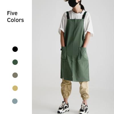 China Unisex styles for man women Korea high quality adjust canvas cotton waterproof BBQ unisex restaurant apron for cafe shop for sale