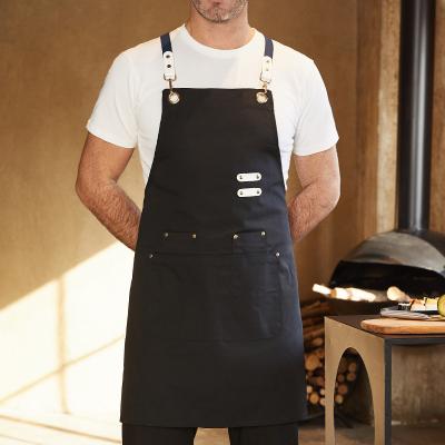 China Unisex styles for man women Custom Logo Chef Kitchen Making Bbq Drawing Polyester Canvas Barber Salon Hairdresser Work Apron for sale