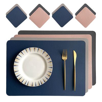 China Sustainable PU Leather Elegant Placemat Pad Dining Table Mat Decor mat Heat Insulation Placemats for dining table for sale