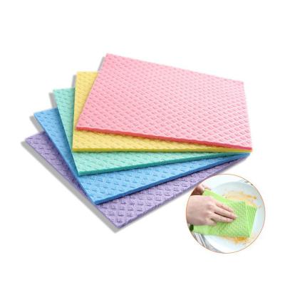 China Sustainable Rainbow set blank white color  cellulose swedish dishcloths for Kitchen Absorbent Dish Cloth for sale