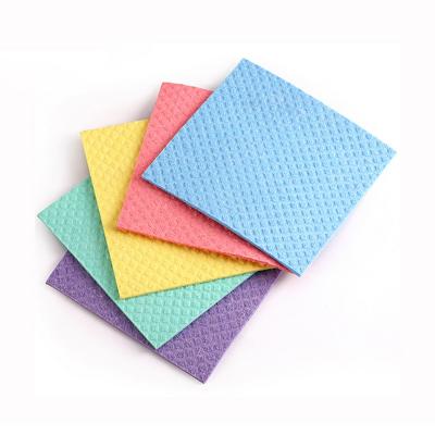 China Sustainable Custom Design Eco-friendly Reusable Cellulose Cotton Dish Sponge Cloth Swedish Dishcloth for sale