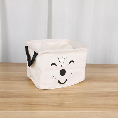 China Sustainable Cartoon Cotton Waterproof Foldable Toys Storage Basket For Nursery Laundry Towel Diaper Kids Toy Storage for sale