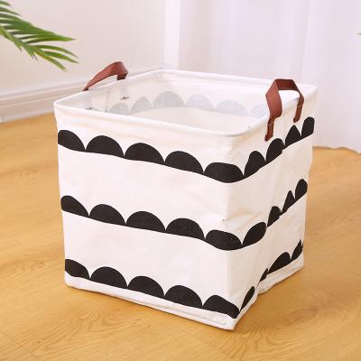 China Sustainable Cotton Linen Fabric Home Kids Toys Cosmetic Collapsible Folding Storage Baskets For Organizing for sale