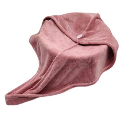 China Hypoallergenic Hair Wrap Towel Water-Wicking Microfiber Towel Button-Loop Closure Hands Free Hair Drying Towel for sale