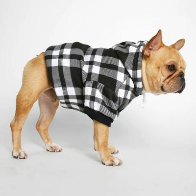 China Sustainable High Quality Luxury Custom Pet Clothes Soft Comfortable Cotton Plaid Dog Hoodie for sale