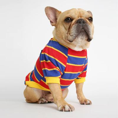 China Comfortable Cute Striped Puppy Dog T-shirt Clothing Dog Clothes Stripe Shirts Wholesale Soft Viable T-shirts Comfortable for sale