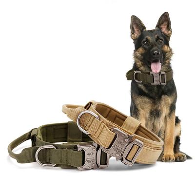 China Stocked Hot Selling Large Dogs Pet Training Nylon Dog Collar With Control Handle for sale