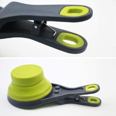 China Viable Collapsible 3 In 1 Sets Silicone Measuring Cups Food Sealing Clip Pet Scoop for sale