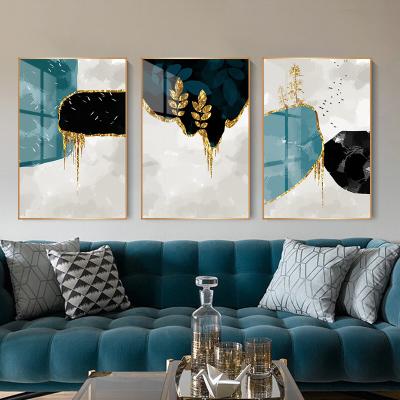 China Original Abstract Crystal Porcelain Painting Decorative Wall Art Decoration Painting Set Luxury Gold Abstract for sale