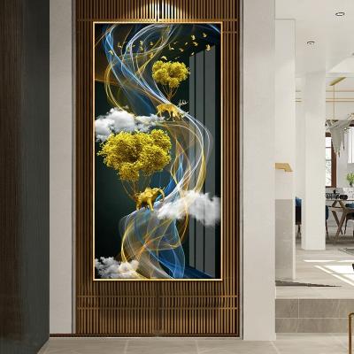 China Abstract Gold Forest Porcelain Painting Crystal Acrylic Framed for sale